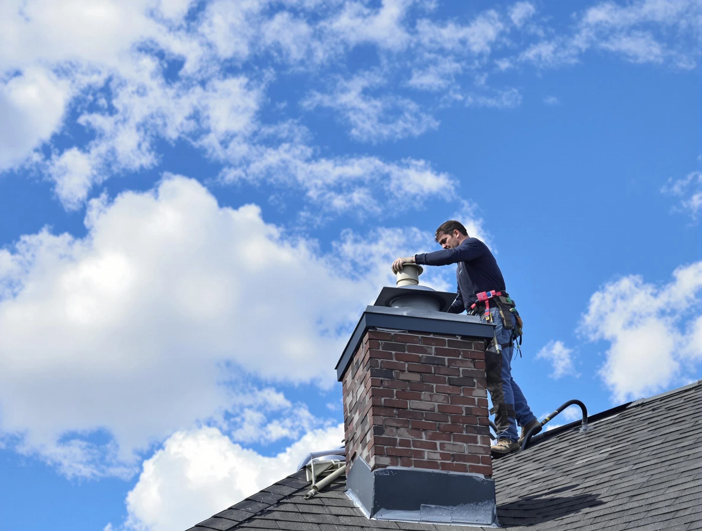 Gloucester Chimney Sweep installing a sturdy chimney cap in Gloucester, MA