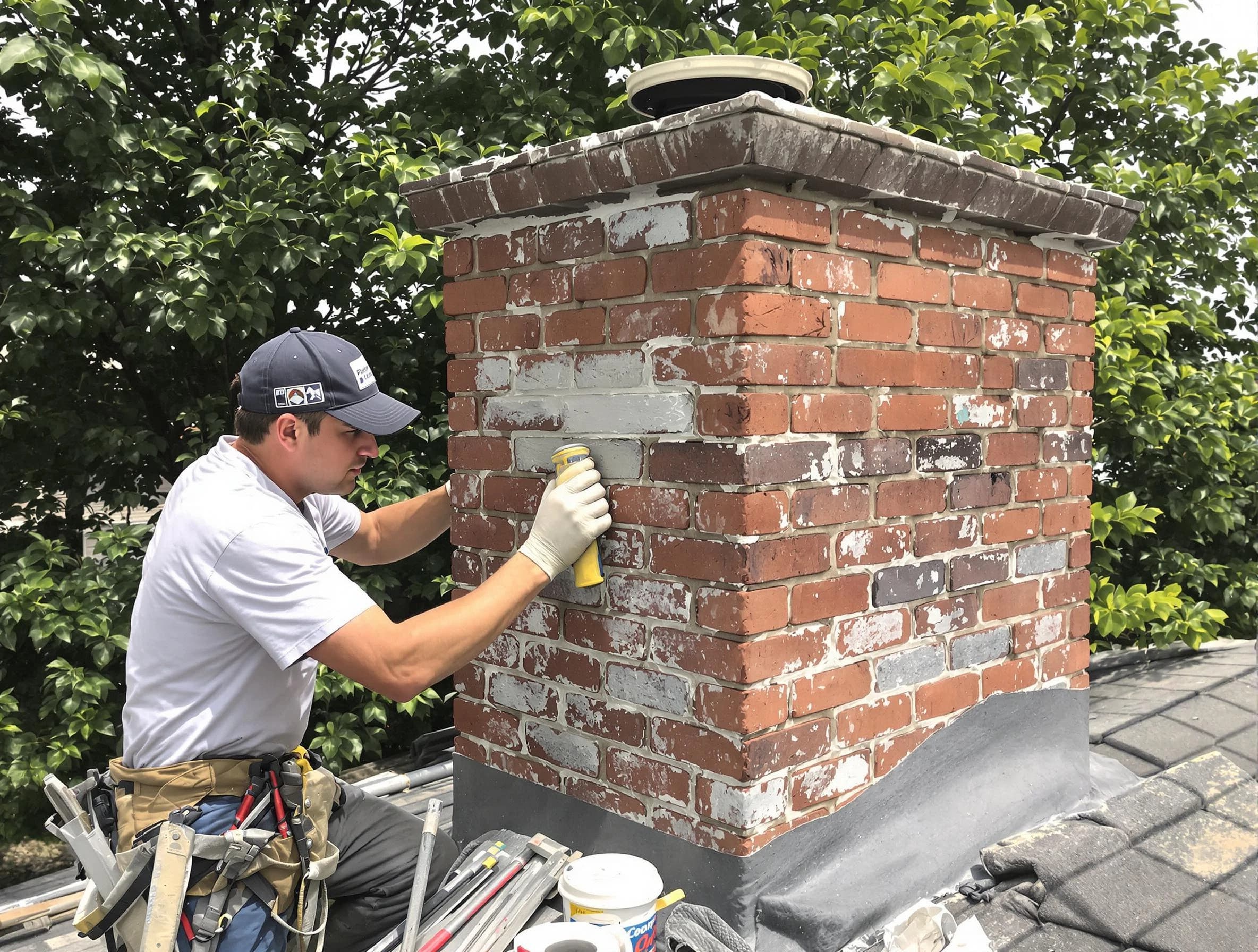Gloucester Chimney Sweep restoring an aging chimney in Gloucester, MA