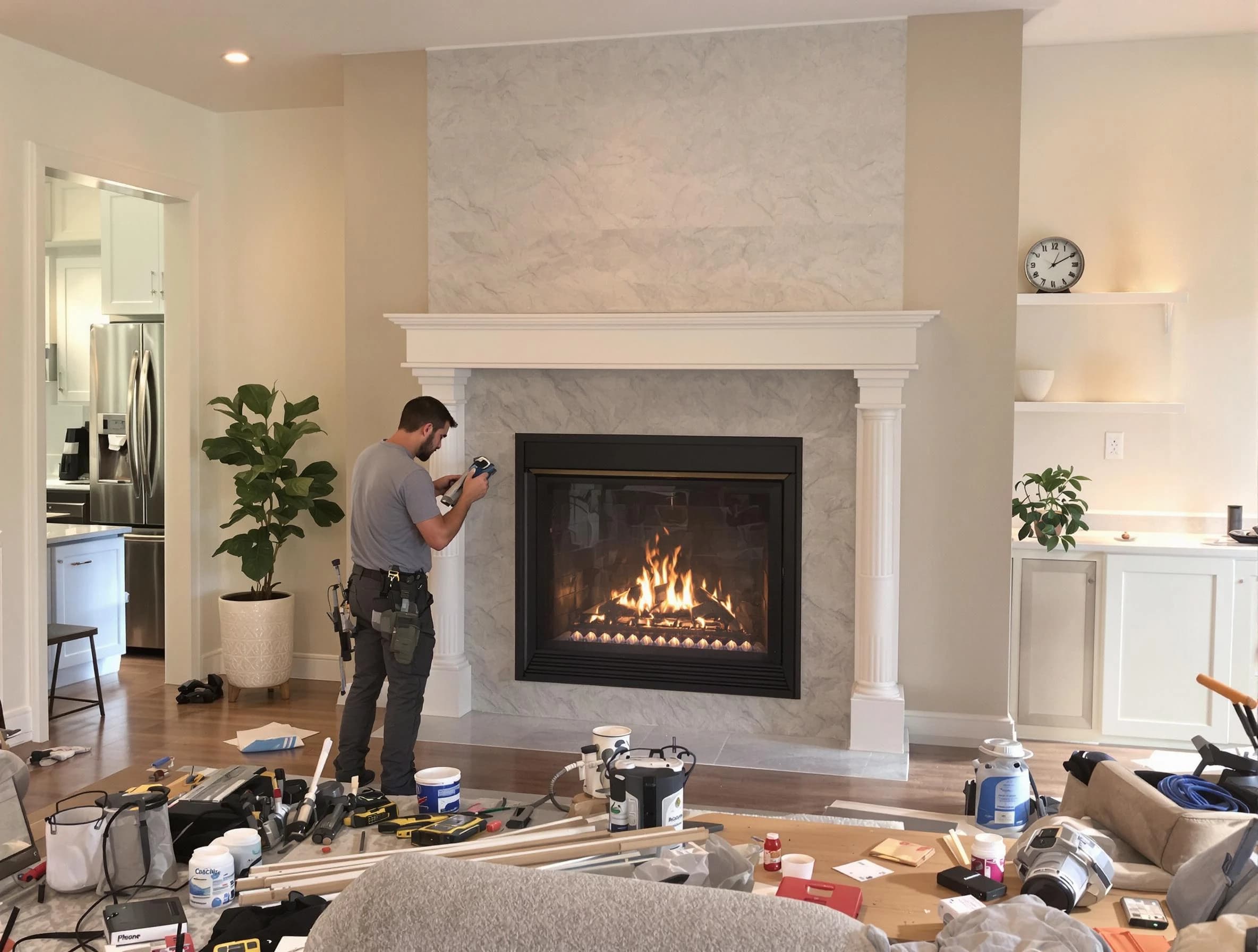 Newly installed fireplace by Gloucester Chimney Sweep in Gloucester, MA