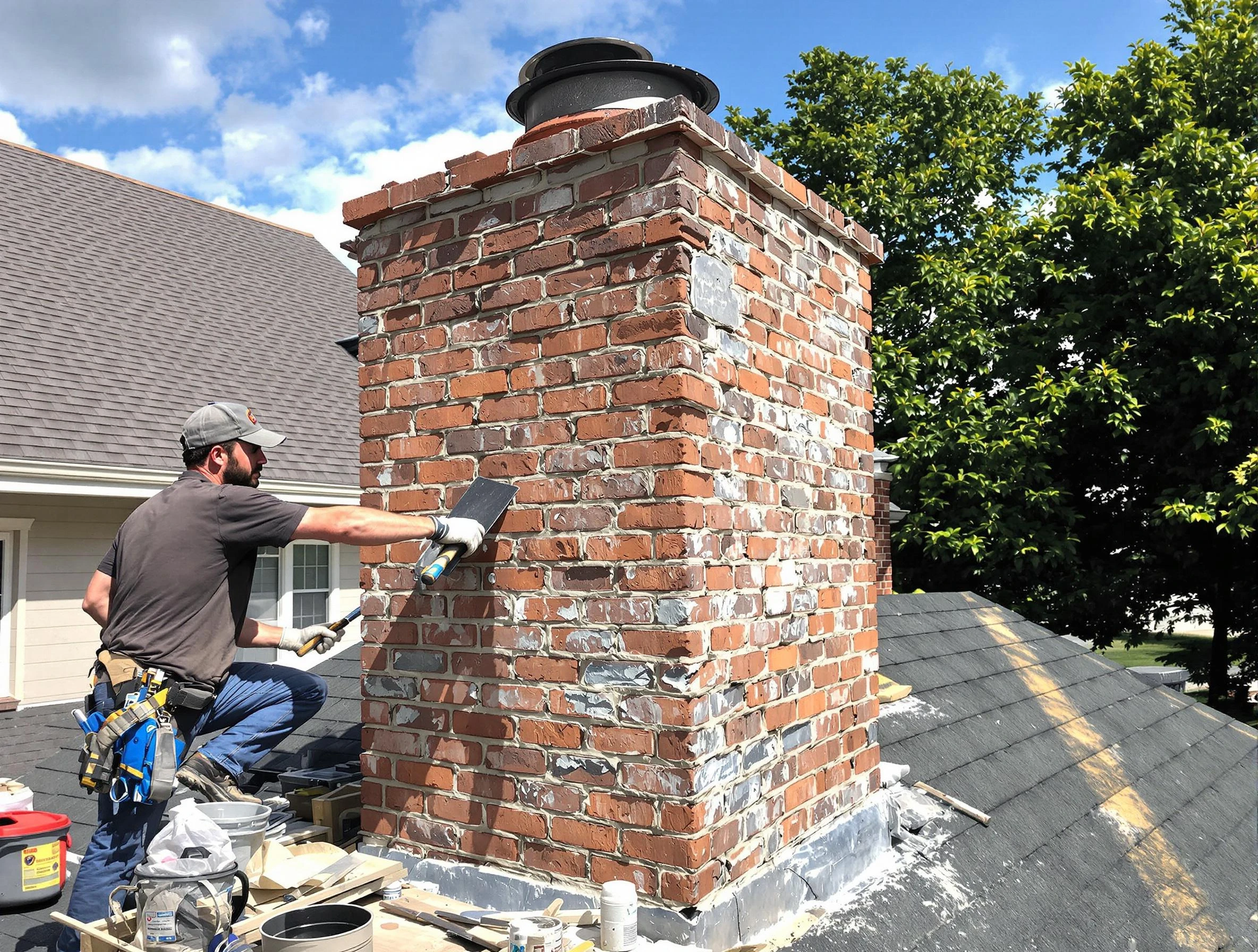 Completed chimney rebuild by Gloucester Chimney Sweep in Gloucester, MA