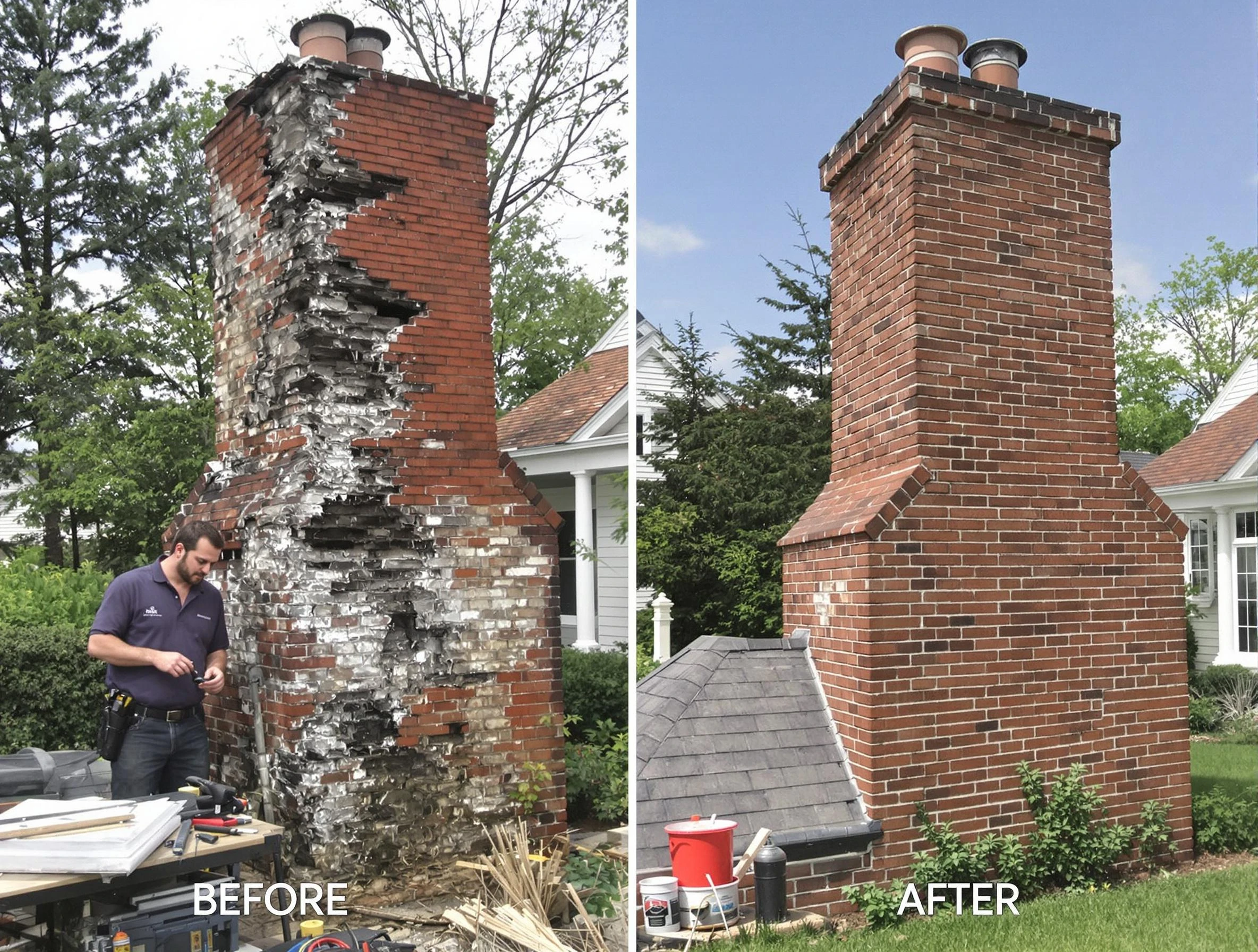 Gloucester Chimney Sweep performing a full chimney restoration in Gloucester, MA