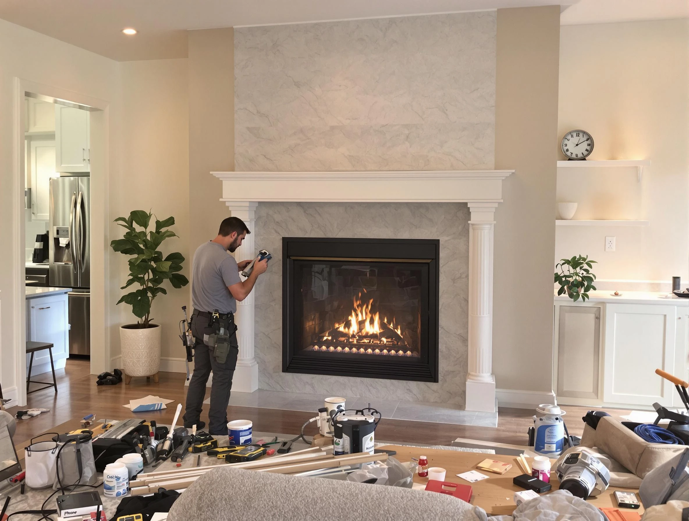 Newly installed fireplace by Gloucester Chimney Sweep in Gloucester, MA